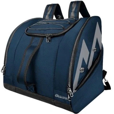 Abbildung von OutdoorMaster Stiefeltasche Eisbär Skischuhe und Snowboardstiefel, ideal für Reisen mit wasserdichter Außen Unterseite Herren, Damen Jugendliche Blau