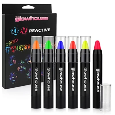 Abbildung von The Glowhouse UV Neon Gesichts und Körperbemalungsstift (6er Pack) Fluoreszierend, hellster Glanz unter UV!