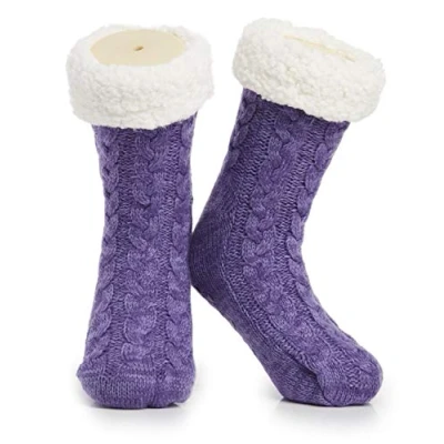Abbildung von CityComfort Kuschelsocken Damen Flauschig Warme Stoppersocken mit Fleece Futter und ABS Sohle, One Size (Zweifarbiges Grau)