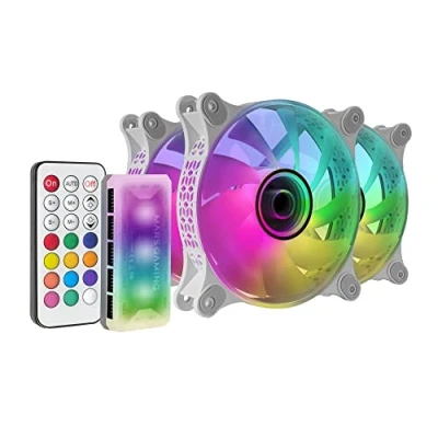 Abbildung von MARSGAMING Mars Gaming MF 3DKIT Weiß, Kit 3 ARGB 360 12cm Lüfter, 3D Infinity Mirror, Anti vibrationssystem, Controller, RF Fernbedienung, Voll Kompatibel