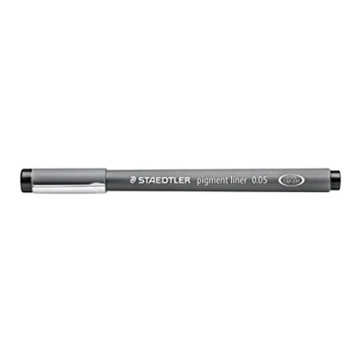 Abbildung von STAEDTLER schwarzer pigment liner, Linienbreite 0,05 mm, dokumentenechte Pigmenttinte, lange Metallspitze, Lebensdauer, 10 Fineliner im Kartonetui, 308 005 9