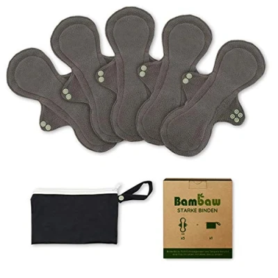 Abbildung von Waschbare Slipeinlagen mit Diskreter Binden Tasche Starkes Set Wiederverwendbare Waschbar Damenbinden Nacht Zero Waste und Umweltfreundliche Produkte Bambaw