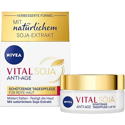 Abbildung von NIVEA VITAL Soja Schützende Tagespflege LSF 30 (50 ml), straffende Formel mit natürlichem Extrakt, Feuchtigkeitspflege hohem Schutz für gemilderte Falten