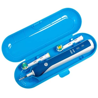 Abbildung von Nincha Elektrische Zahnbürsten Etui Reise für Braun Oral b Zahnbürste Serie Kunststoff Ersatz 1 Handstück und 2 Aufsteckbürsten (blau)