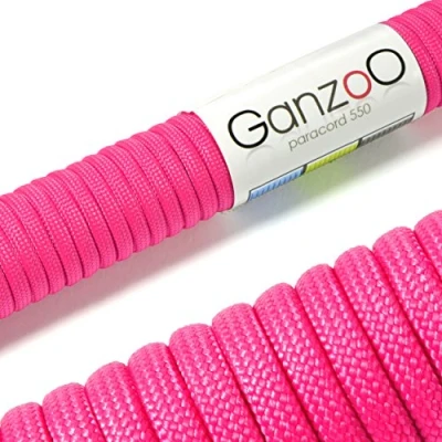 Abbildung von Ganzoo Paracord 550 Seil Magenta 4mm Schnur Typ 3, Nylon &amp; Polyester, ideal für Basteln von Hundeleine Halsband Armband/Camping Survival und Outdoor 15 Meter Allzweckseil 7 Innenstränge
