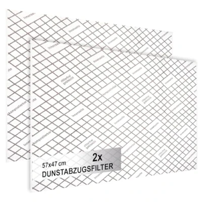 Abbildung von com four® 2x Dunstabzugsfilter für Dunstabzugshaube mit hoher Filterleistung 1 mm Flachfilter Universal Zuschneidbar Sättigungsanzeige 100% kompostierbar 57 x 47 cm (Mit Indikator 2 Stück)