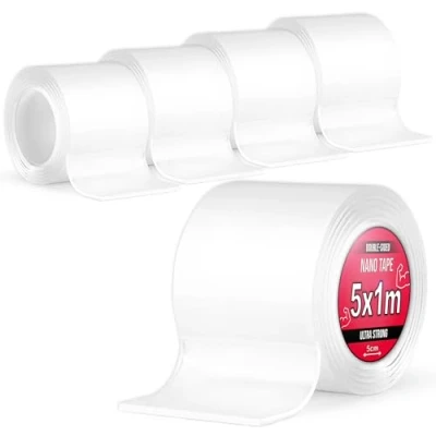 Abbildung von Nano Tape 5 x 1m Doppelseitiges Klebeband 5m Extra Stark, für Zuhause, Wand, Büro, Bubbles Art Transparent Nanoband doppelseitig durchsichtiges zweiseitiges