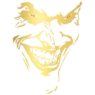 Abbildung von Finest Folia Joker Aufkleber 10x7cm Why so serious Schriftzug Spruch Fahrzeug Dekor Folie für Auto Bus Wohnwagen Kfz Zubehör Autoaufkleber Clown (Gold Metallic, K059 Joker)