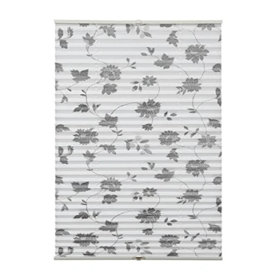 Abbildung von GARDINIA Plissee Concept zum Klemmen, Blickdichtes Faltrollo, Lichtdurchlässig, Alle Montage Teile inklusive, Höhenverstellbar, Blüten Muster, Weiß, 70 x 130 cm (BxH)