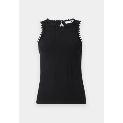 Abbildung von VILA Vibabia LEAF O NECK Top, Damen, Größe: XXL, Black beauty