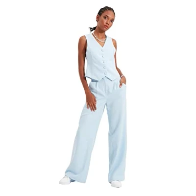 Abbildung von Trendyol Damen Wide Leg Hose Pants, Hellblau, 36 EU