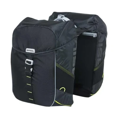 Abbildung von Basil Double Bicycle Bag Miles MIK Black Lime 26 Liter