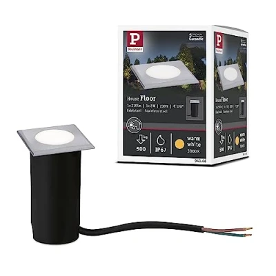 Abbildung von Paulmann 94366 LED Außenleuchte Bodeneinbauleuchte IP67 eckig incl. 1x2 Watt Edelstahl gebürstet Außenlampe Edelstahl, Kunststoff 3000 K