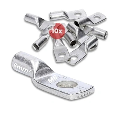 Abbildung von 10 Stück Kalitec HR6 6 Handelsübliche Rohrkabelschuhe 6mm² M6 I ohne Sichtloch Made in Germany
