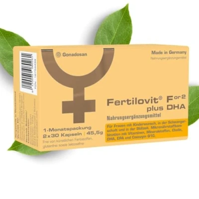 Abbildung von Fertilovit For2 plus DHA Premium Vitamine für Schwangerschaft und Stillzeit Mama &amp; Baby 60 Kapseln 1 Monatspackung
