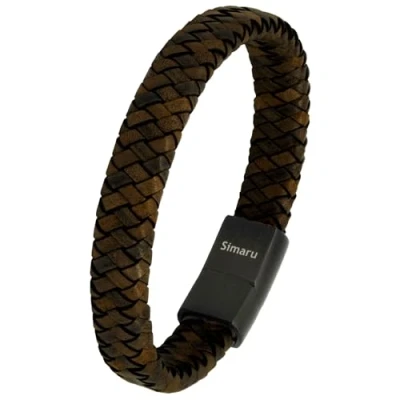 Abbildung von Simaru Lederarmband für Frauen &amp; Männer, Echtleder Armband mit Edelstahl Hakenverschluss, Premium Qualität Made in Germany