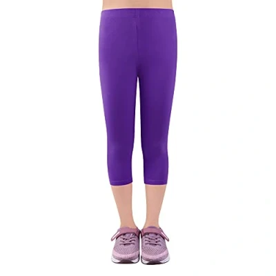 Abbildung von L&amp;K II Kinder Mädchen Leggings 3/4 Hose Capri aus Baumwolle Schulkleidung 146 152 2723 Lila