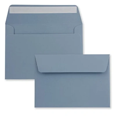 Abbildung von 50x Briefumschläge Grau Blau DIN C6 Format 11,4 x 16,2 cm Haftklebung Kuverts ohne Fenster Weihnachten, Grußkarten &amp; Einladungen Für A6 A4 Papier