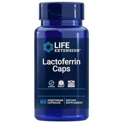 Abbildung von Life Extension, Lactoferrin, mit 95% Apolactoferrin, 60 Kapseln, Laborgeprüft, Glutenfrei, Vegetarisch, Sojafrei, Ohne Gentechnik