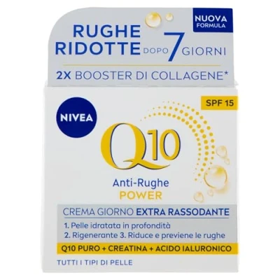 Abbildung von NIVEA Q10 Anti Falten Power Extra Straffende Tagescreme LSF 15 50 ml, und feuchtigkeitsspendende Gesichtscreme, Gesichtscreme Hyaluronsäure, Coenzym Kreatin für einen doppelten