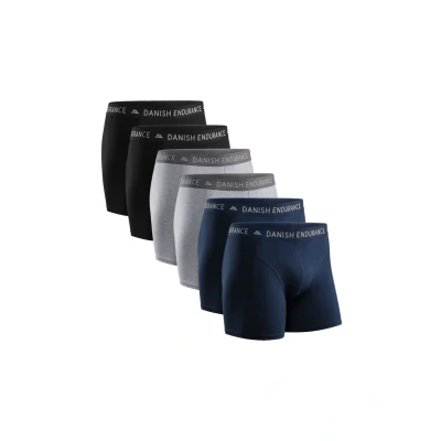 Abbildung von Danish Endurance 6 PACK Classic Boxershorts, Herren, Größe: 3XL, Multicolor black grey navy blue