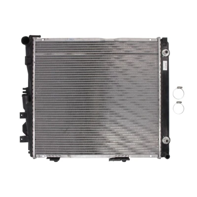 Abbildung von NRF 526573 Kühler, Motorkühlung Aluminium 533 485 42 mit Anbauteilen Kühlrippen gelötet MERCEDES BENZ: W124 Saloon, Coupe, Estate