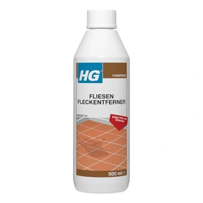 Abbildung von HG Fliesen Fleckentferner, löst und entfernt im Handumdrehen Fett Öl von Bodenfliesen, Steinplatten, Naturstein, Beton Zement 500 ml