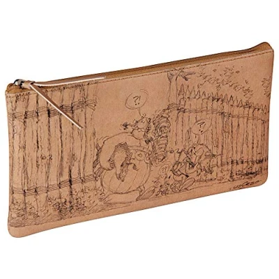 Abbildung von Clairefontaine 813019C Flaches Schlampermäppchen mit Skizzen aus PU 11x22 cm &#039;&#039;Asterix &amp; Obelix&quot;, Kraft Beige, 1 Stück