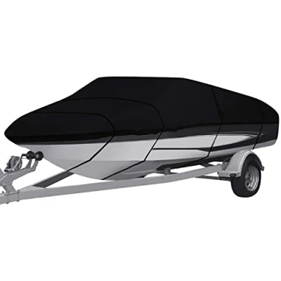 Abbildung von Bootspersenning Bootsabdeckung,210/420D Oxford Gewebe Wasserdicht Staub Schutz Persenning Bootsplane,für Yacht Schnellboot Runabout Fisch Ski (420D,11 13FT V)