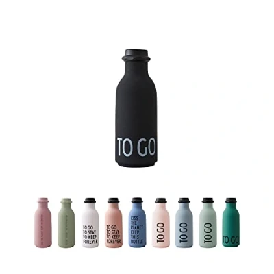 Abbildung von Design Letters TO GO Trinkflasche Schwarz BPA Frei 500 ml Auslaufsicher matte weiche Oberfläche Spülmaschinengeeignet Tritan Wasserflasche im Nordisches