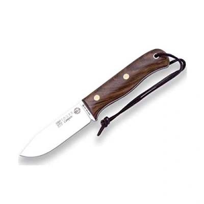 Abbildung von Joker Jagdmesser BS9 Campero CN112, Walnussholzgriff, sportlich, Klinge 10,5 cm Stahl aus SANDVIK 14C28N, mit brauner Lederscheide, Werkzeug zum Angeln, Jagen, Camping und Wandern