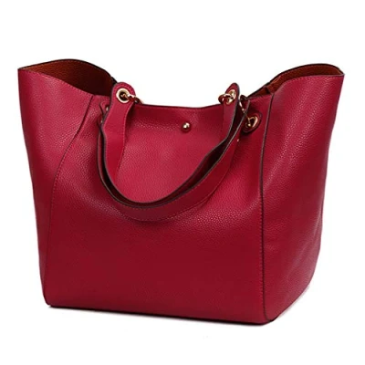 Abbildung von Pahajim Frauen Leder Top Griff Handtaschen Schulranzen Handtasche Messenger Pack tasche Dunkelblau Geldbörsen und auf Clearance Tote damen sale