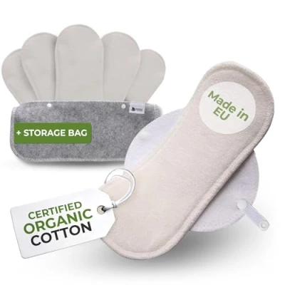 Abbildung von Waschbare Binden bio Bambus; 6 Pack (Größe S+M) MINI Stoffbinden waschbar MADE IN EU; wiederverwendbare mit Flügeln; kleine für Menstruation; Damenbinden
