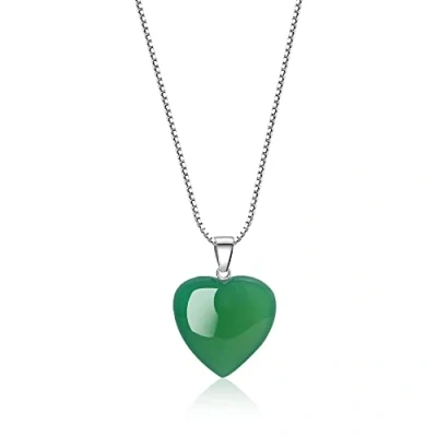 Abbildung von COAI Geschenkideen Damen 925 Sterling Silber Kette mit Herz Anhänger Liebe aus Grünem Achat