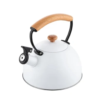Abbildung von FLORINA Wooden Wasserkessel Induktion, Flötenkessel , Alle Herdarten, 2,3 L, Edelstahl, Holzgriff, Cool Touch Griff 5C7077 White Colour
