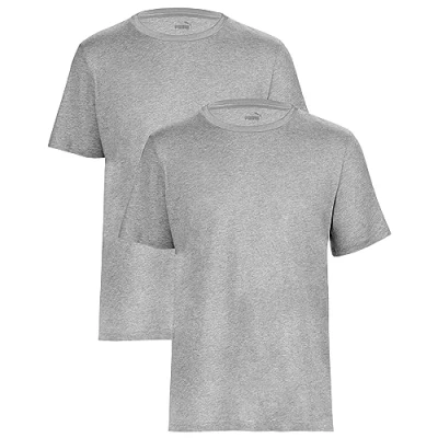 Abbildung von PUMA T Shirt Herren Kurzarm, Statement Deluxe Edition, Baumwolle, Grau, Größe XL 2er Set