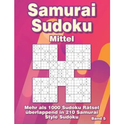 Abbildung von Samurai Sudoku Mittel: Rätselheft mit 1000 9x9 in 210 Rätsel für Clevere Kids und Erwachsene