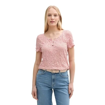 Abbildung von TOM TAILOR Damen 1046403 T Shirt, 38004 Red Tile Minimal, XXL