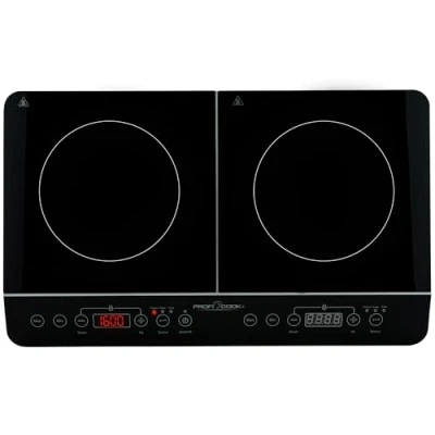 Abbildung von ProfiCook® Induktionskochfeld mit Glaskeramikoberfläche 2 Platten Kochplatte 180 Min. Timer &amp; 16 Stufen Induction Plate aut. Abschaltung 3500 W PC DKI 1067