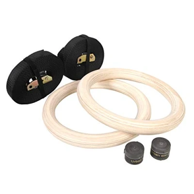 Abbildung von CCLIFE Gymnastikringe Gym Ringe Holz Fitness Trainingsringe Turnringe Olympische Gymnastic Rings fitnessringe Holzringe, Farbe:Gymnastikringe