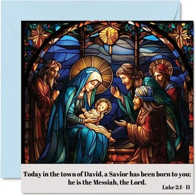 Abbildung von Stuff4 Religiöse Weihnachtskarten für Frauen und Männer Krippe Merry Xmas Weihnachtskarte Schwester Bruder Cousin Onkel Tante Mama Papa Oma Großvater 145 mm x Einzelne Weihnachtsgrußkarten