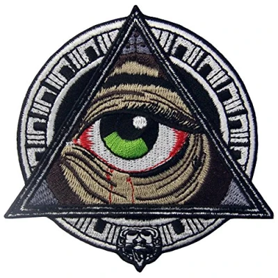 Abbildung von Aufnäher, bestickt, Design: Geometrische Muster der Mayas alle, die blutendes Auge sehen, zum Aufbügeln oder Aufnähen