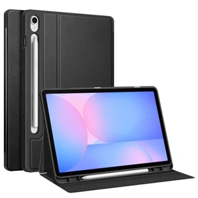 Abbildung von Fintie Hülle für Samsung Galaxy Tab S9 FE 10.9 Zoll/S9 11 Zoll 2023 Tablet, Soft TPU Rückseite Gehäuse Folio Schutzhülle mit S Pen Halter und Auto Schlaf/Wach, Schwarz
