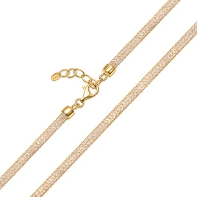 Abbildung von Amberta Damen Halskette aus 925 Sterling Silber mit Simulierter Diamant: Kristall Statement Zirkonia in Vergoldete