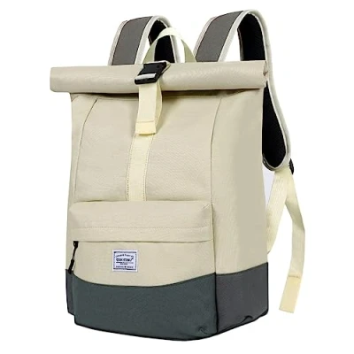 Abbildung von CALIYO Rolltop Rucksack Damen &amp; Herren, Laptop Handgepäck mit Fach Wasserdichter Laptopfach Uni, Schule, Studium, Reisen