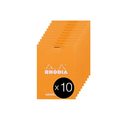 Abbildung von Rhodia 12558C Packung mit 10 Notizblöcken No.12, 8,5x12cm 80 Blätter Dot Lineatur 80g, Orange, 1 Pack