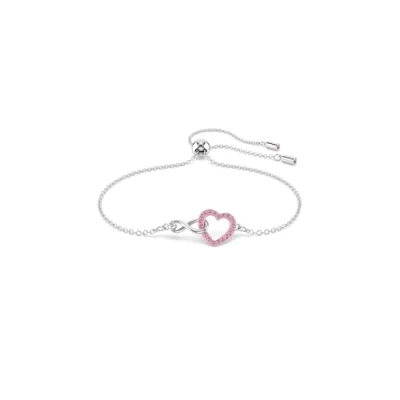 Abbildung von Swarovski Infinity Armband, Herz und Unendlichkeitssymbol, Rosa, Rhodiniert