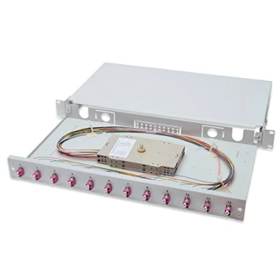 Abbildung von DIGITUS LWL Spleißbox 12 Kupplungen LC OM4 1HE 19 Zoll Multi Mode Duplex Mit Spleiß Kassette Rack Einbau