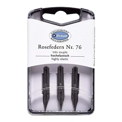 Abbildung von J. Herbin Brause 300076B Packung mit 3 Rosenfedern, ideal für Druckschrift, 1 Pack