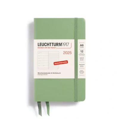 Abbildung von LEUCHTTURM1917 370501 Wochenkalender &amp; Notizbuch 2025, Pocket A6 Hardcover 12 Monats Planer, 80 g, liniert Salbei